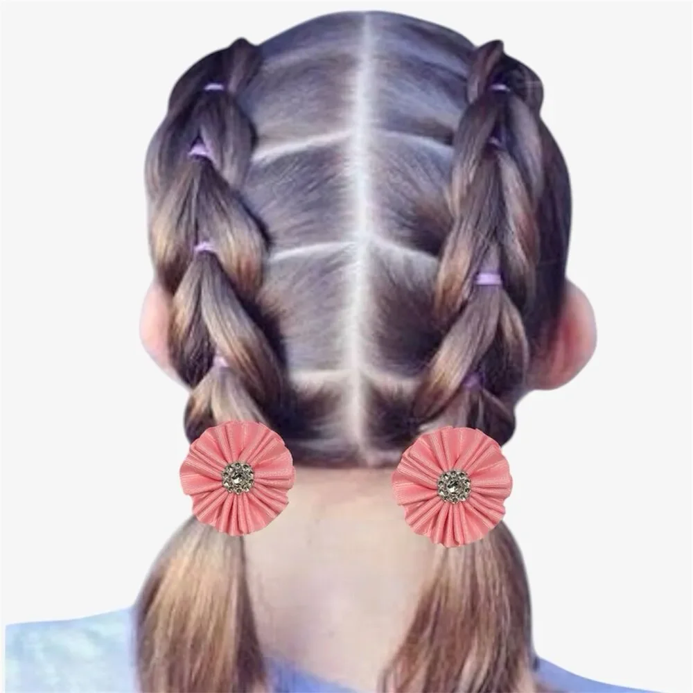 Hair Bow Set 2 Ponytail For Girls Pink 2 Inch New